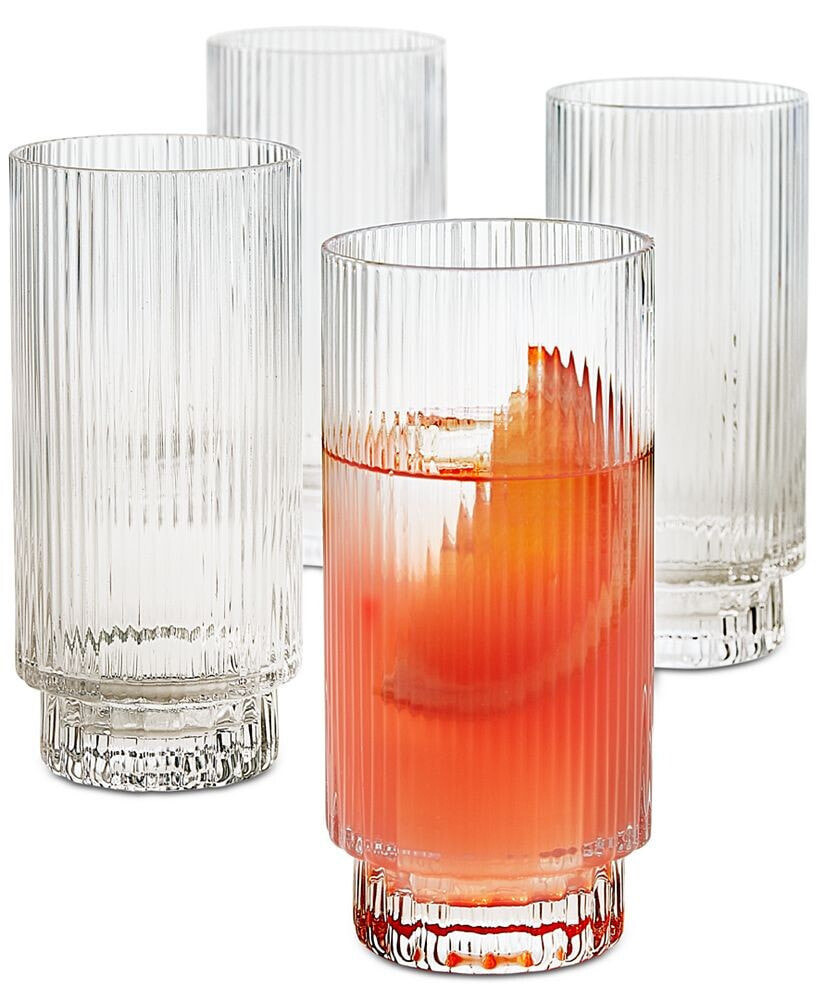 Hotel Collection fluted Highball Glasses, Set of 4, Created for Macys