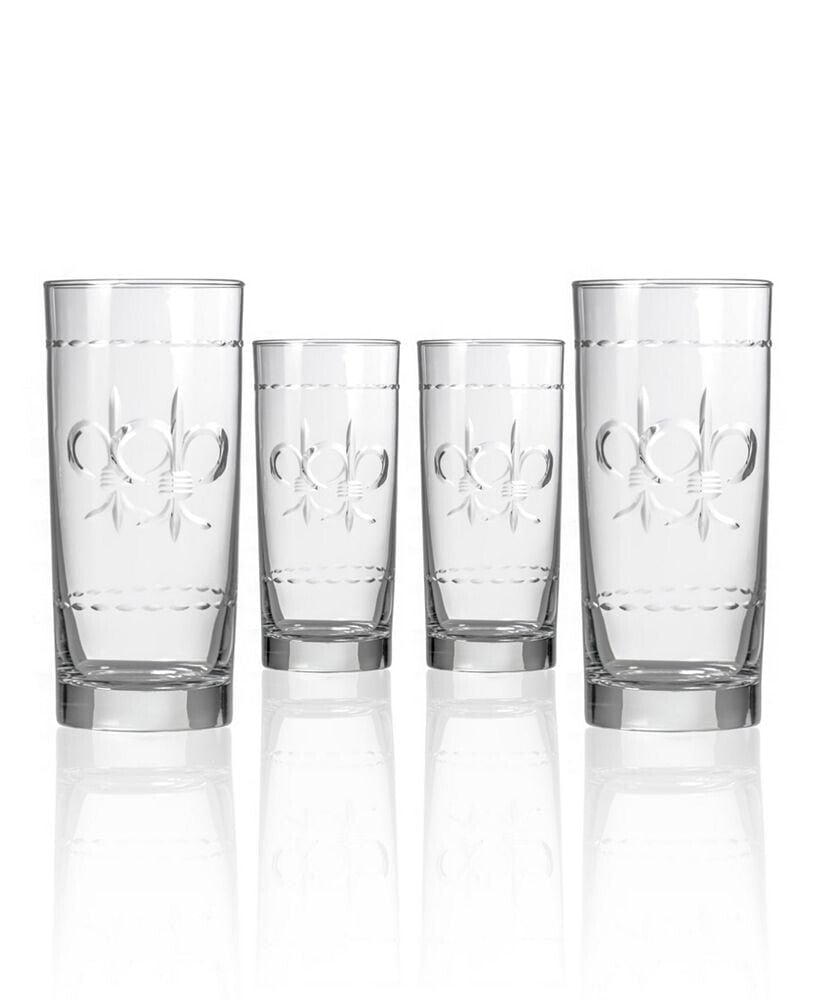 Rolf Glass fleur De Lis Cooler Highball 15Oz - Set Of 4 Glasses