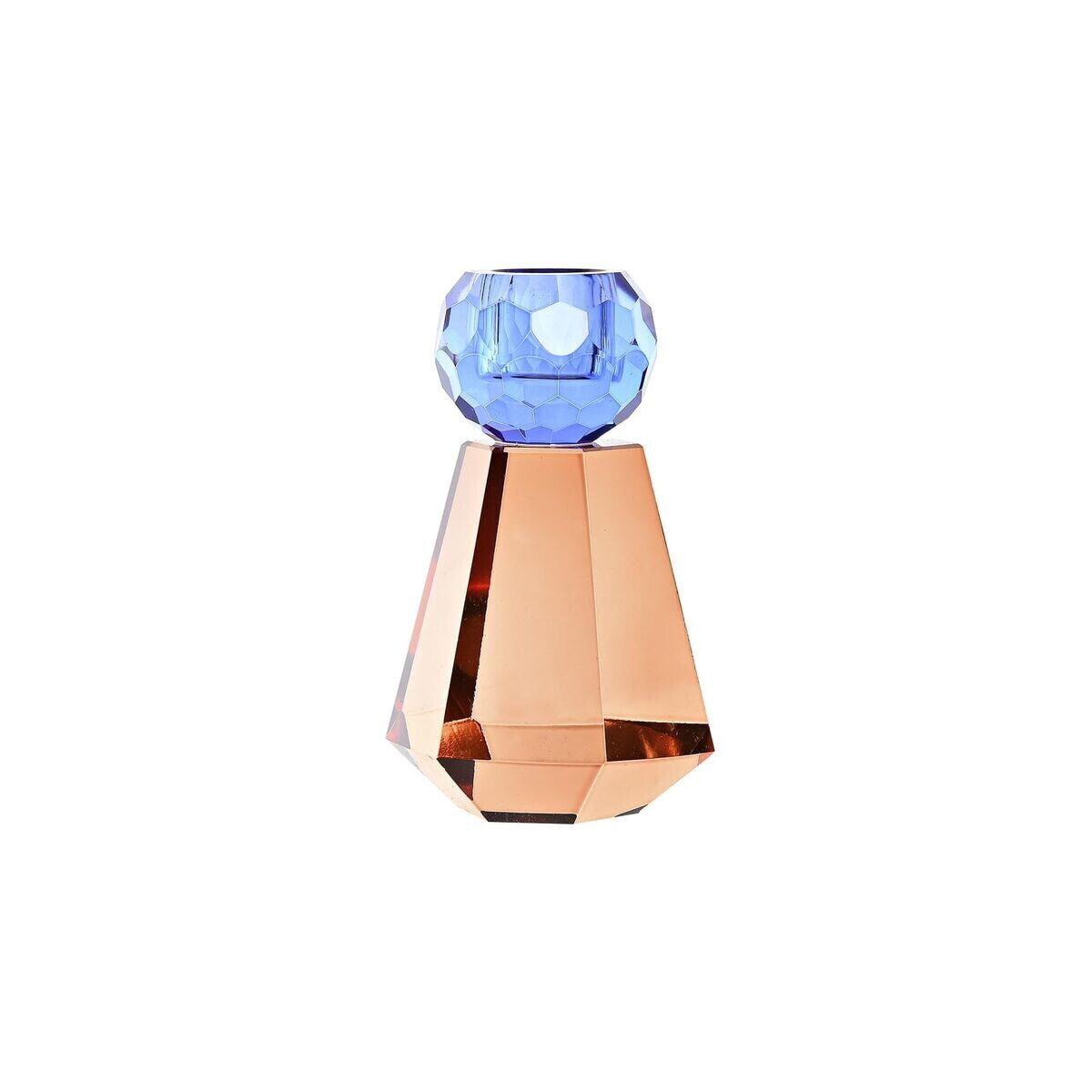 Candleholder DKD Home Decor Blue Amber Bicoloured Crystal 7 x 7 x 12 cm