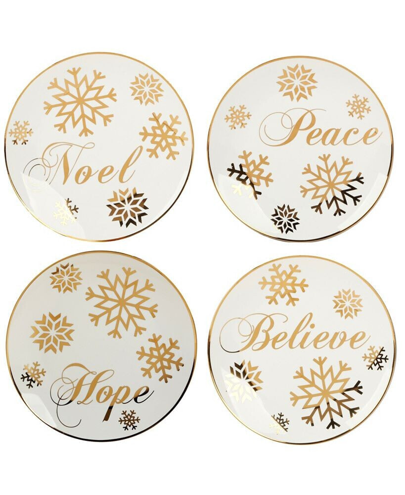 Certified International christmas Glitter Gold Salad Plates, Set of 4