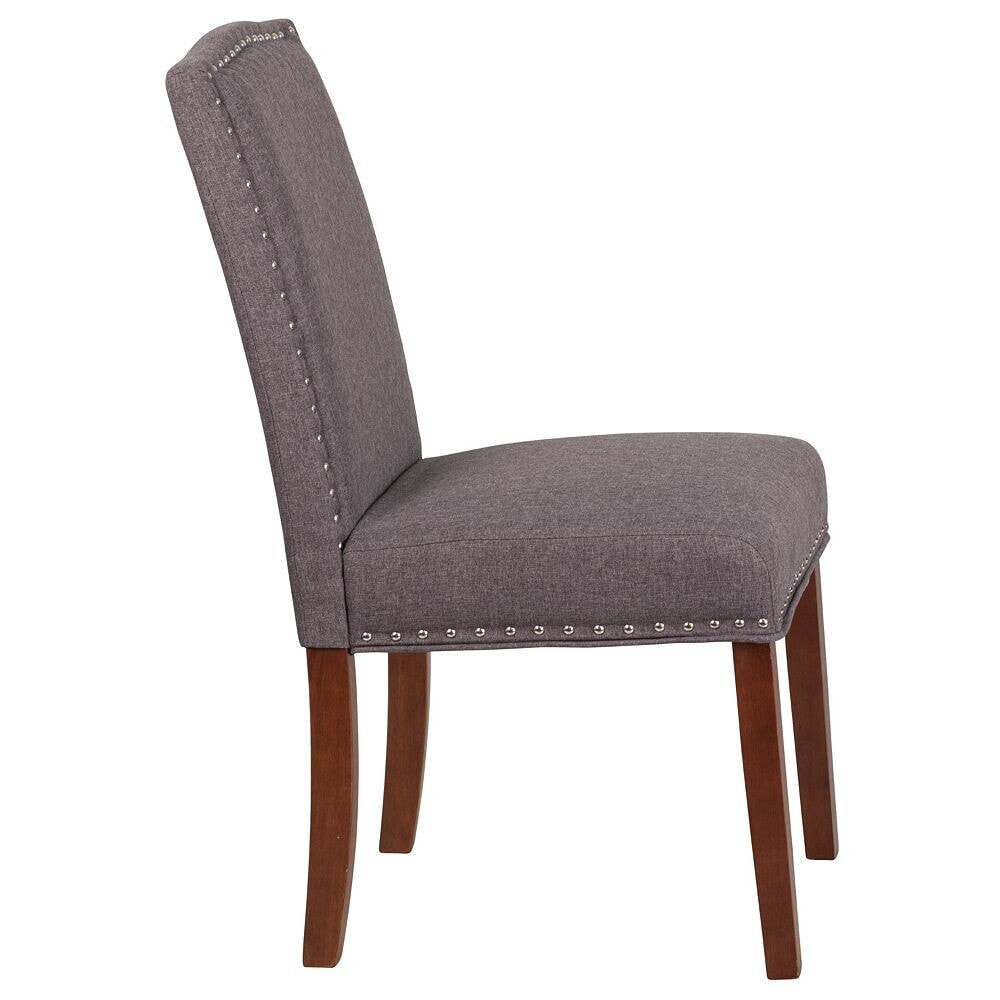 Flash Furniture hercules Hampton Hill Series Gray Fabric Parsons Chair With Silver Accent Nail Trim