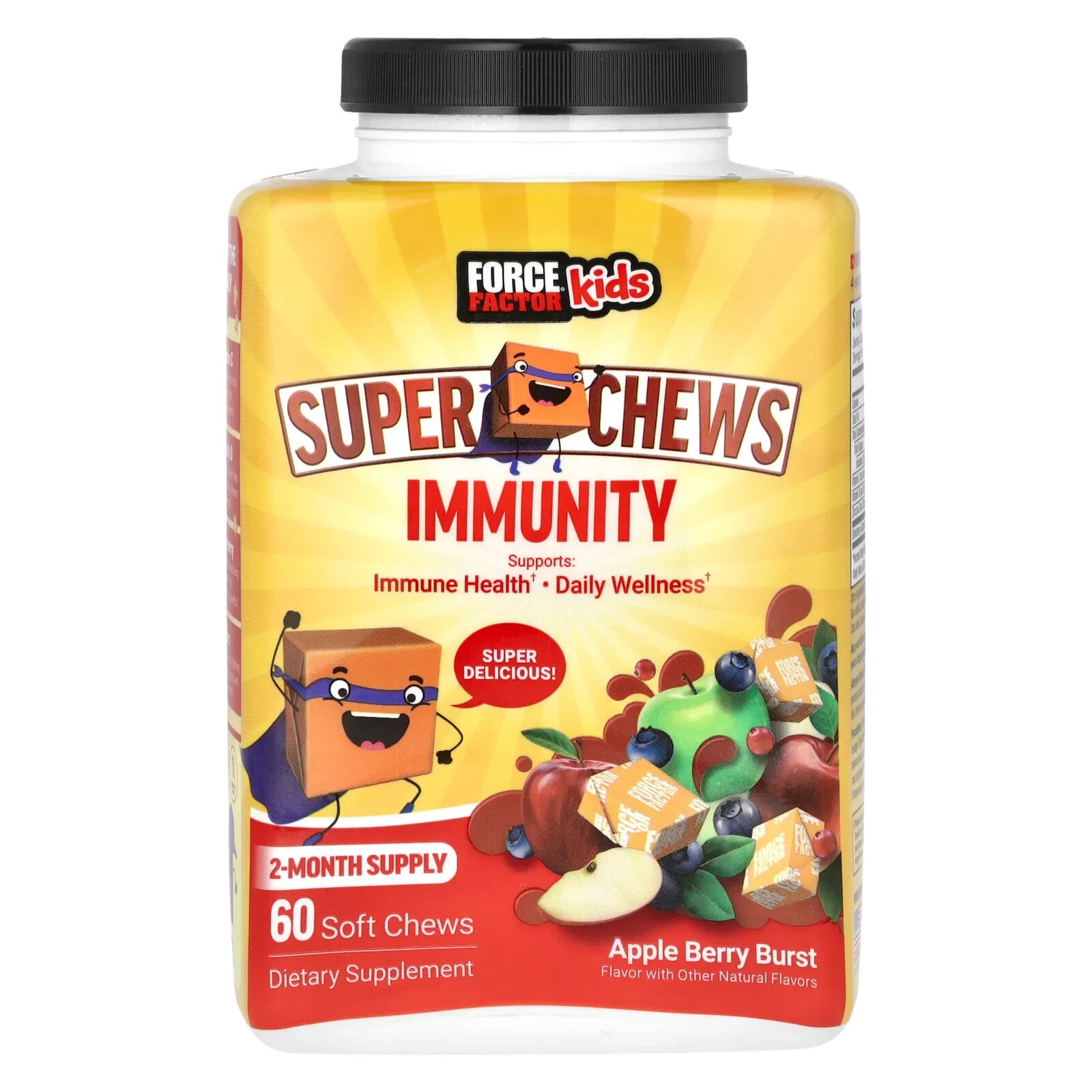 Kids, Super Chews, Immunity, Apple Berry Burst, 60 Soft Chews