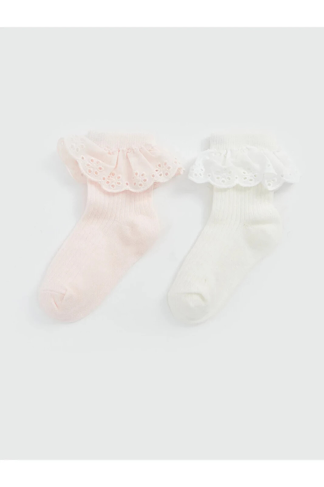 Kendinden Desenli Kız Bebek Soket Çorap 2'li