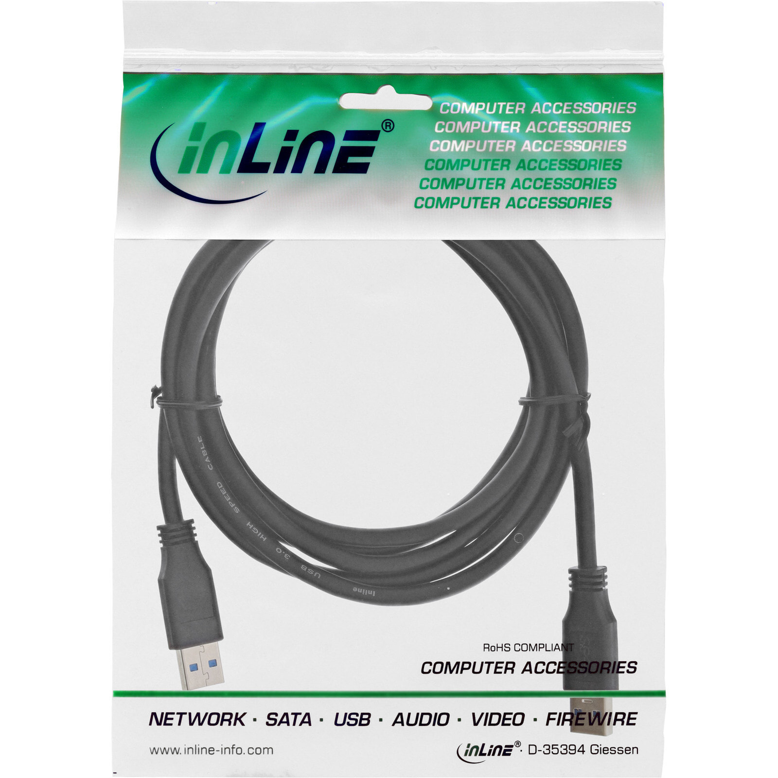 InLine 2.0m USB 3.0 USB кабель 2 m 3.2 Gen 1 (3.1 Gen 1) USB A Черный 35220