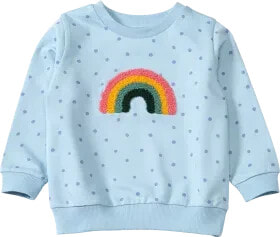 Sweatshirt mit Regenbogen-Applikation, blau, Gr. 104, 1 St