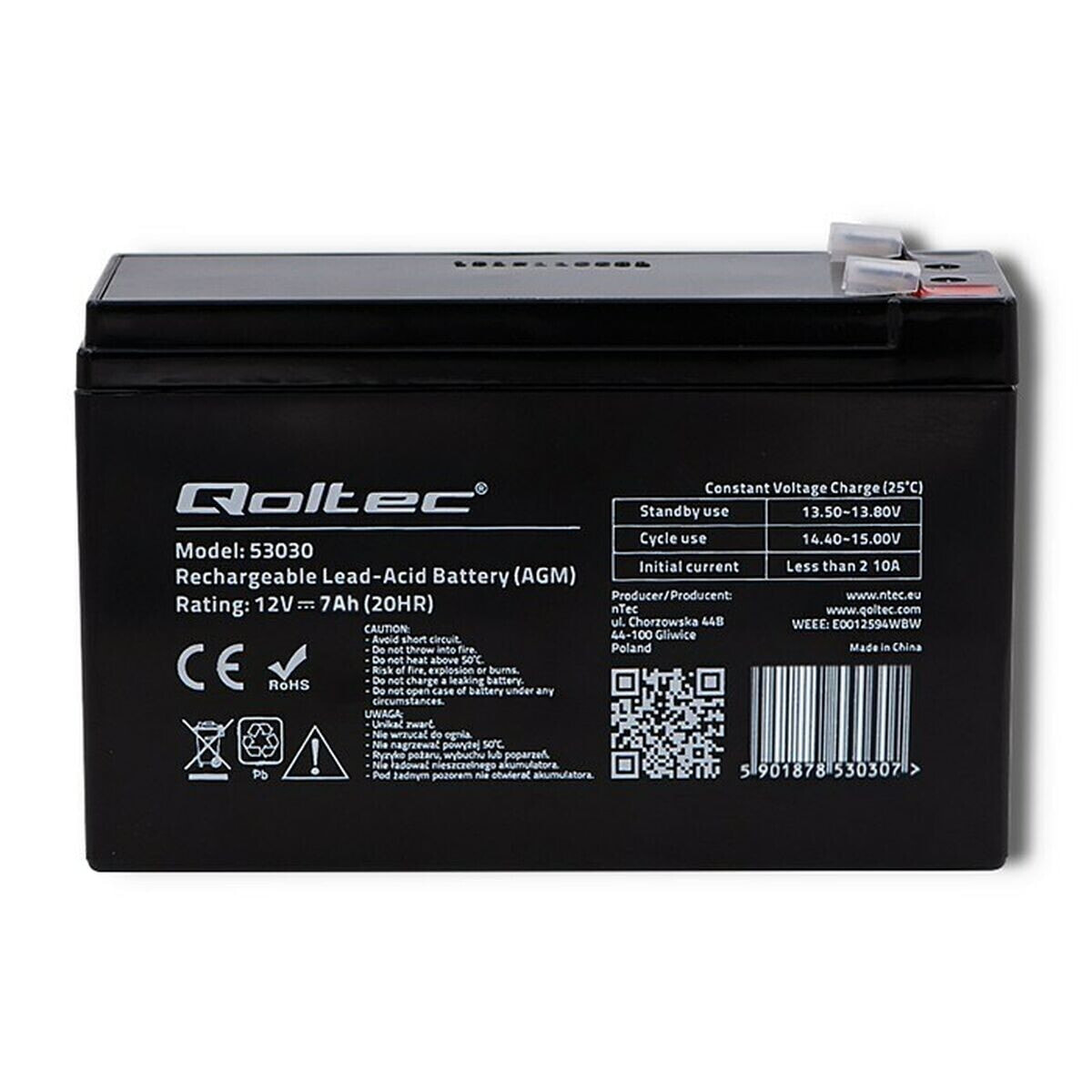 Battery for Uninterruptible Power Supply System UPS Qoltec 53031 9 Ah 12 V