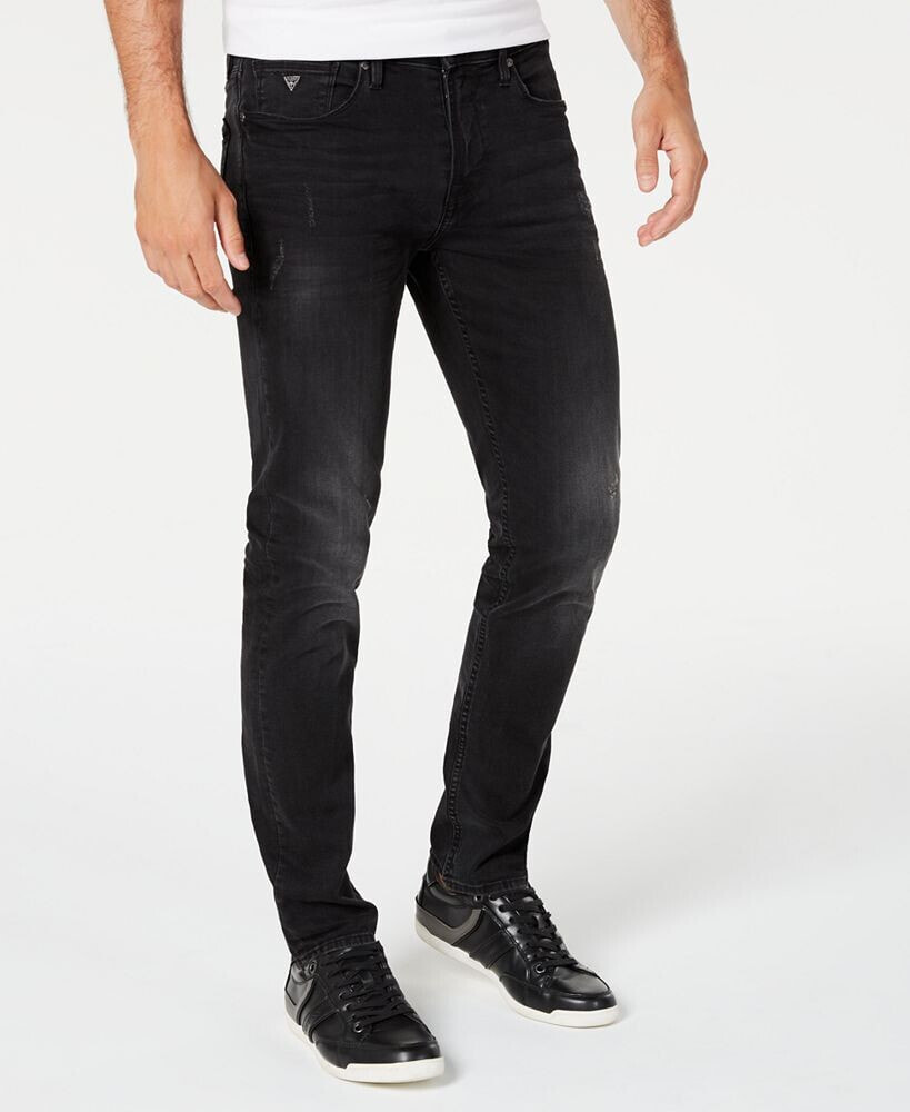 GUESS men’s Distressed Slim Tapered Fit Jeans