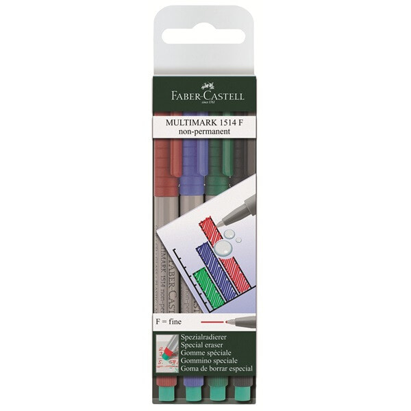 Faber-Castell Multimark маркер 4 шт Черный, Синий, Зеленый, Красный 151404