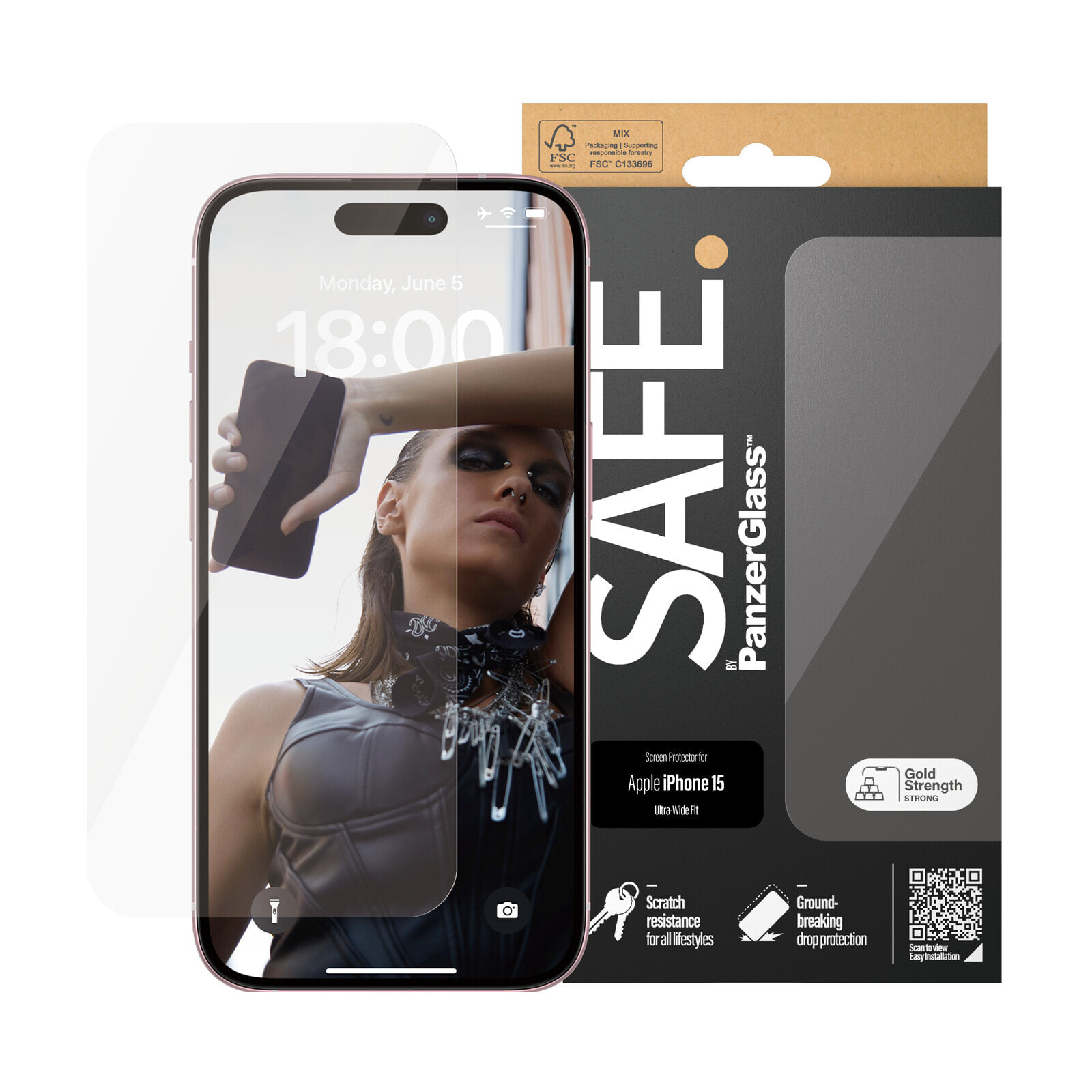PanzerGlass SAFE. Screen Protector iPhone 2023 6.1 Ultra-Wide Fit Прозрачная защитная пленка Apple 1 шт SAFE95534