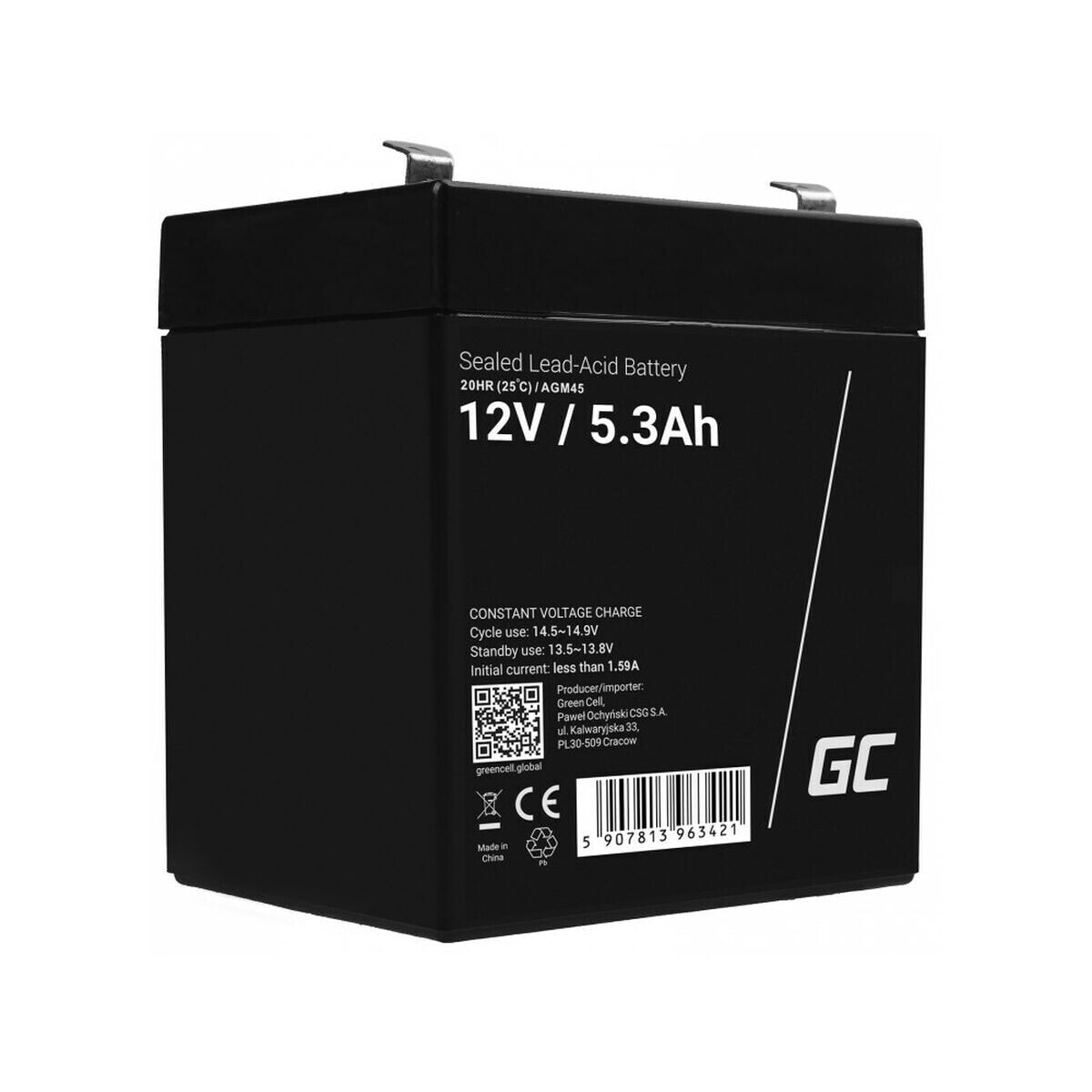Battery for Uninterruptible Power Supply System UPS Green Cell AGM45 5,2 Ah 12 V