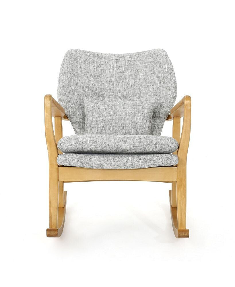 Noble House benny Mid-Century Modern Tufted Rocking Chair with Accent Pillow