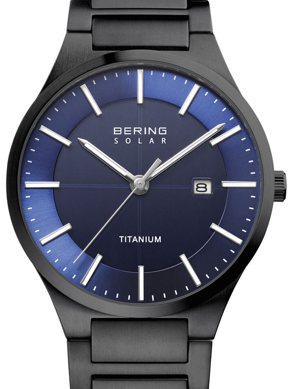 Мужские наручные часы с синим браслетом Bering 15239-727 solar mens 39mm 10ATM
