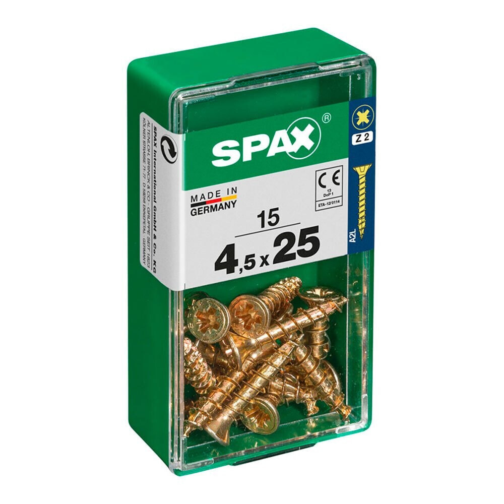 SPAX Yellox 4.5x25 mm Flat Head Wood Screw 15 Units