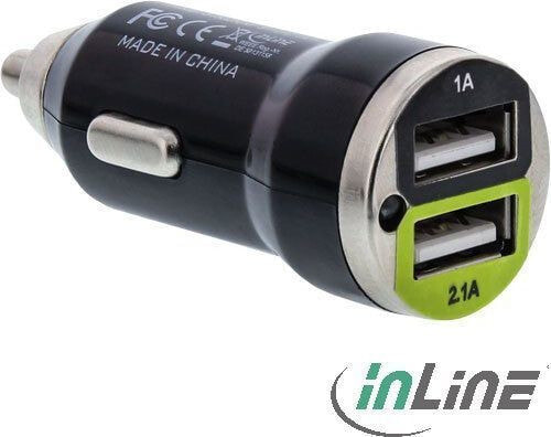Автомобильное зарядное устройство и адаптер для мобильного телефона Ładowarka InLine Dual 2x USB-A 2.1 A (31502C)