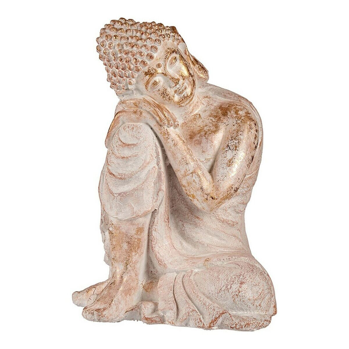 Decorative Garden Figure Buddha White/Gold Polyresin (35,5 x 54,5 x 42 cm)