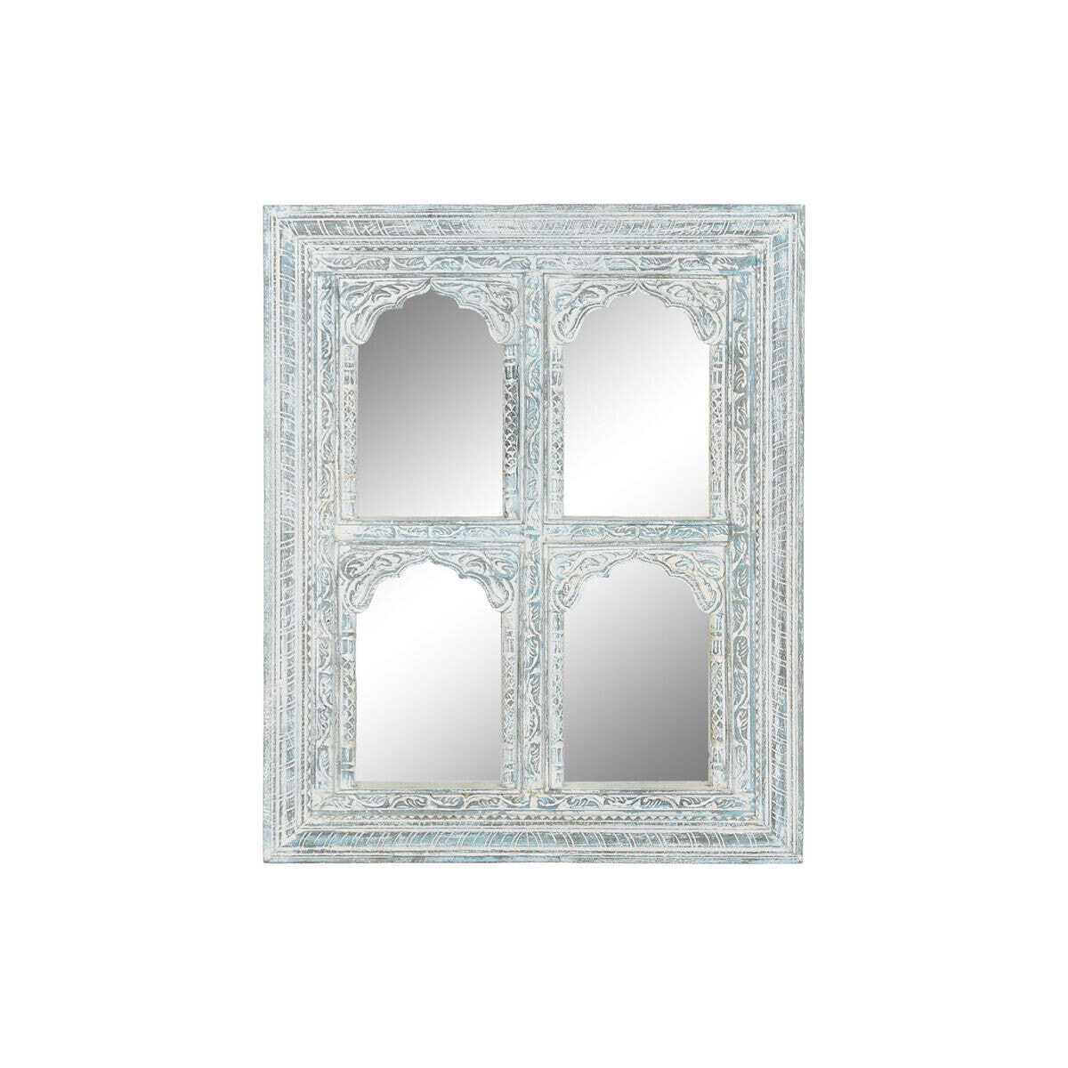 Wall mirror Home ESPRIT Turquoise Wood Stripped 110 x 8 x 1120 cm