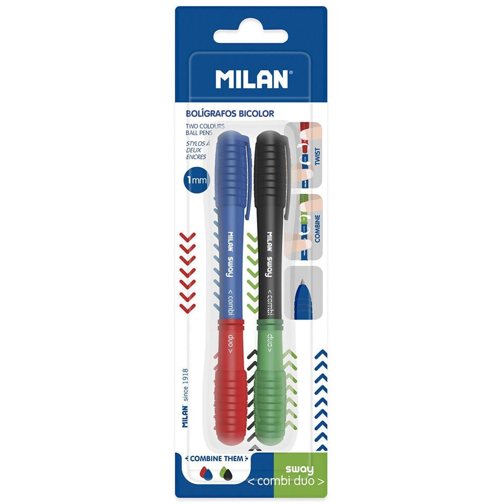 MILAN Blister Pack 2 Sway Combi Duo Pens Blue Red And Black Red