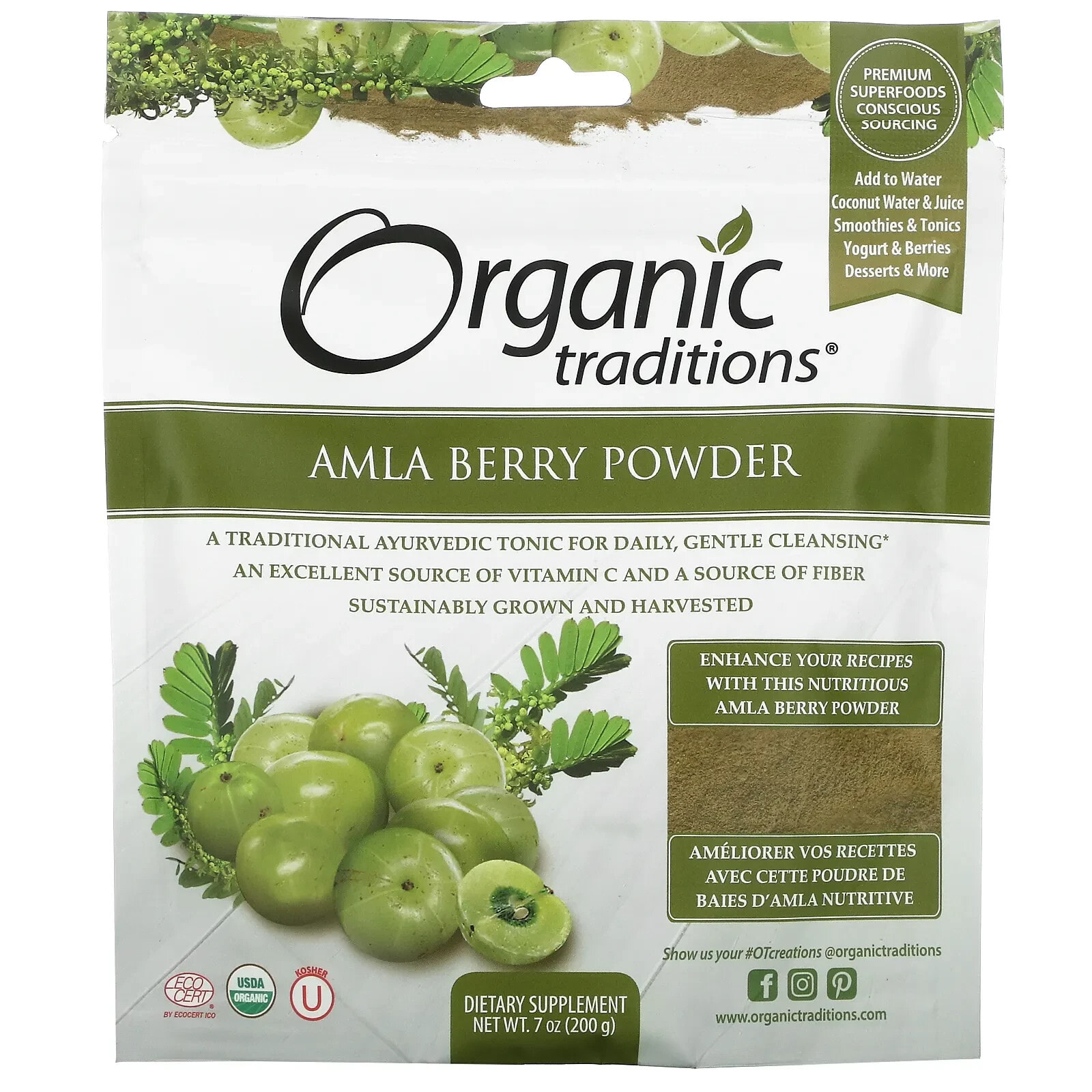 Organic Traditions, Порошок из ягод асаи, 100 г (3,5 унции)