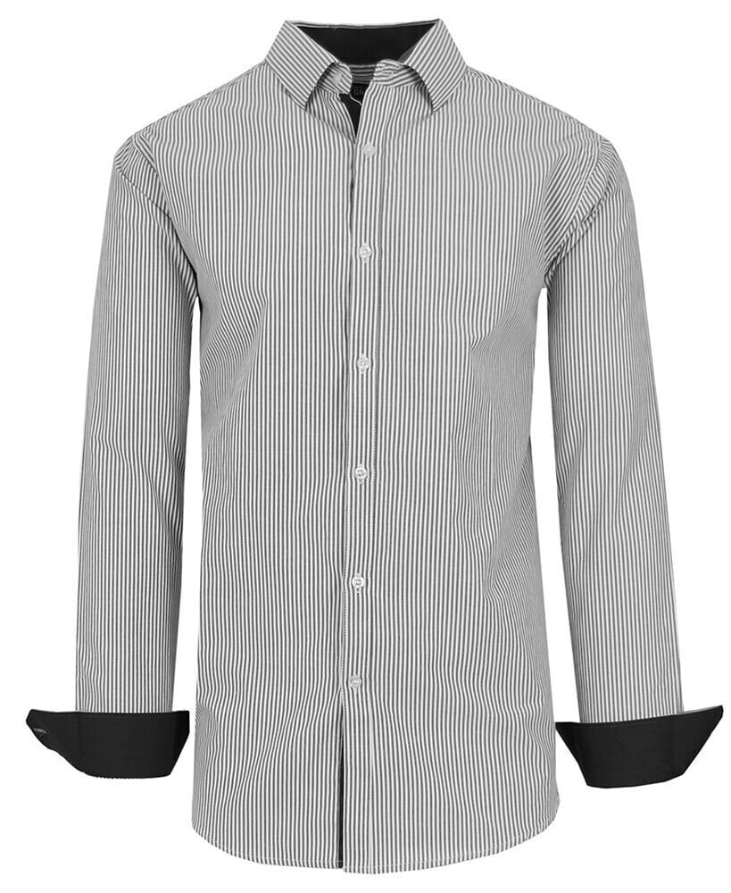 Galaxy By Harvic men's Long Sleeve Pinstripe Dress Shirt