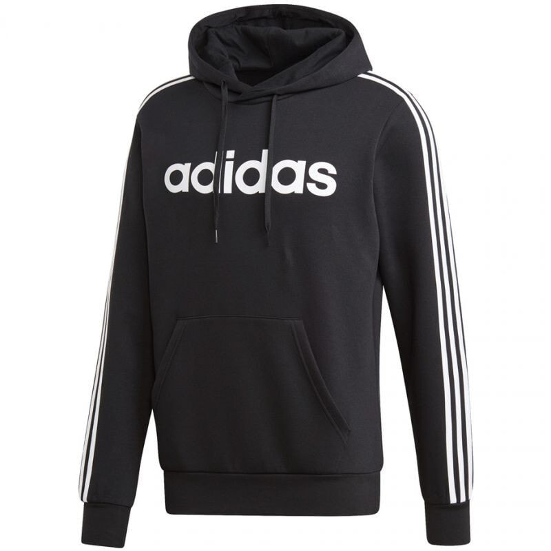 Мужское худи с капюшоном спортивное черное с логотипом Adidas Essentials 3S PO FL M DQ3096