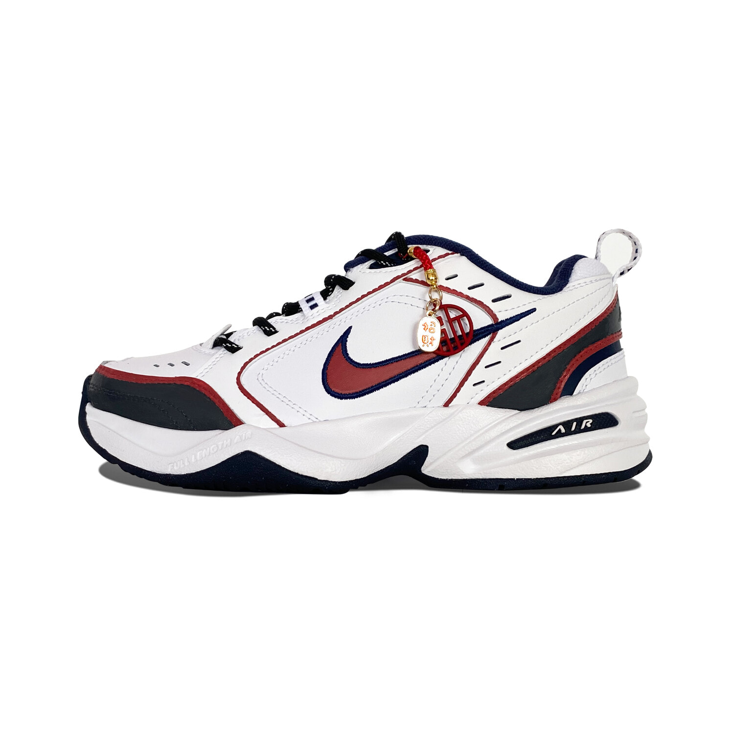 Nike Air Monarch 4 Chunky Sneakers Unisex Low-Top Red White/Blue Black