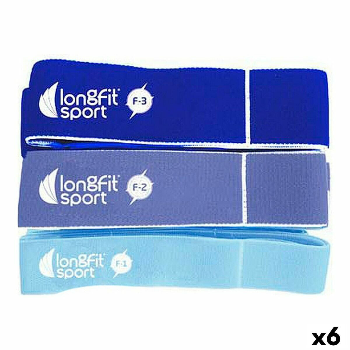 Elastic Resistance Bands LongFit Sport Blue 3 Pieces (6 Units)