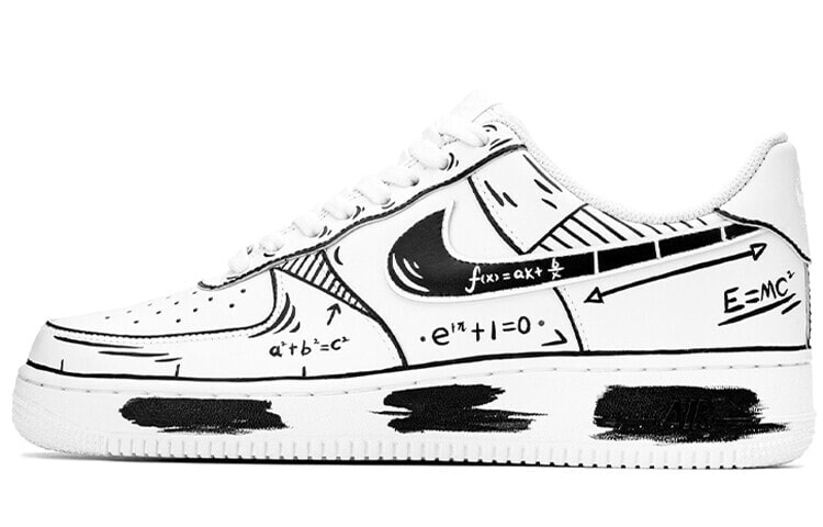 【定制球鞋】 Nike Air Force 1 Low 空军一号 毕业季主题定制 文理公式 校园涂鸦 低帮 板鞋 女款 黑白 / Кроссовки Nike Air Force 1 Low 315115-112