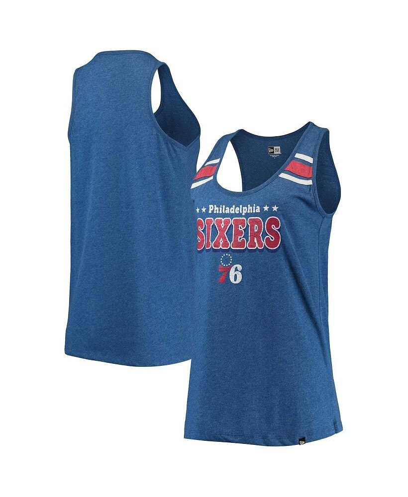 New Era women's Heathered Royal Philadelphia 76ers Scoop-Neck Racerback Tank Top