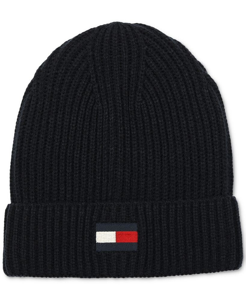 Tommy Hilfiger men's Fisherman Ribbed-Knit Logo Beanie