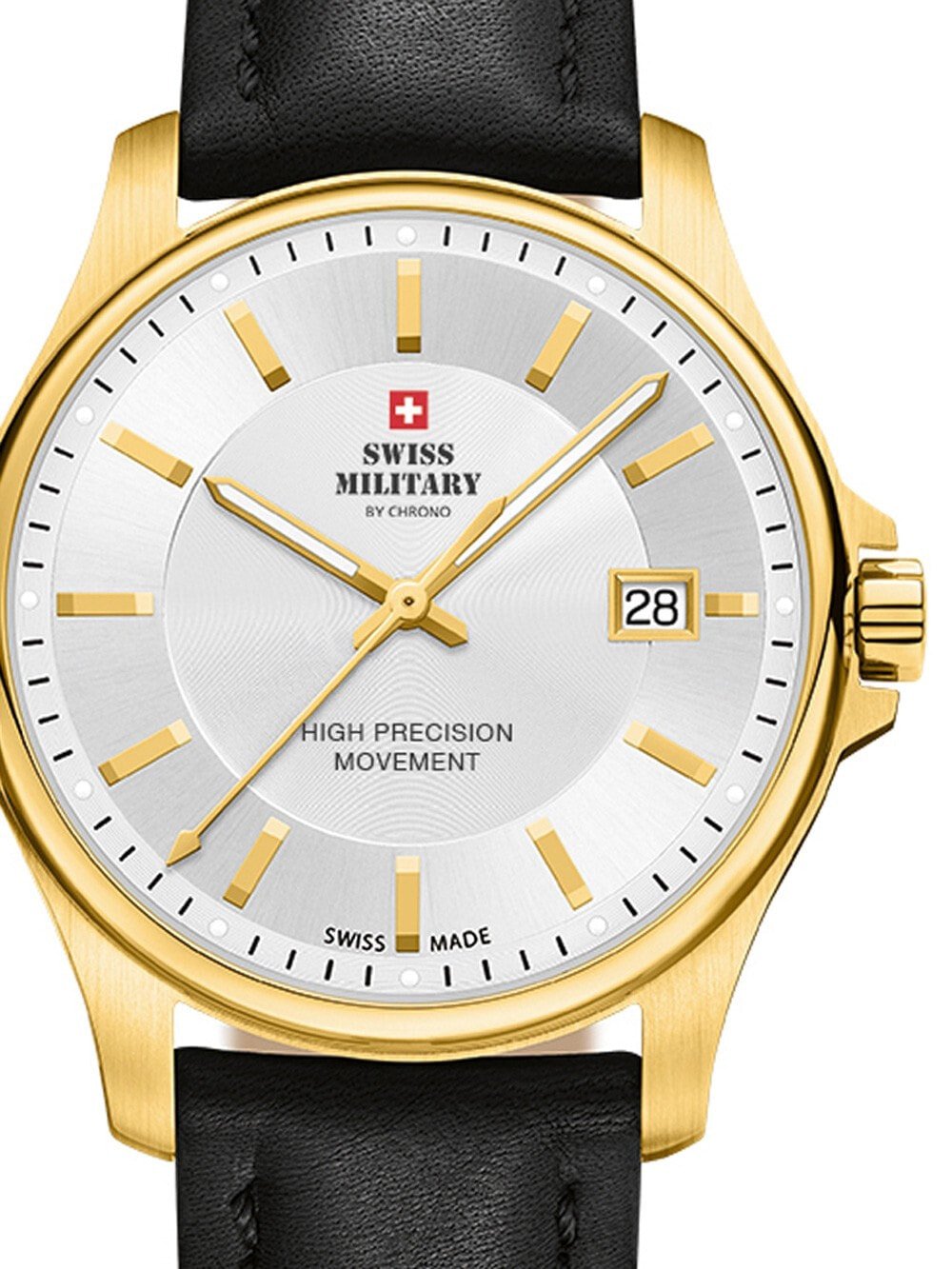 Мужские наручные часы с черным кожаным ремешком Swiss Military SM30200.15 Mens 39mm 5ATM