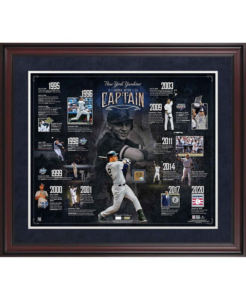 Fanatics Authentic derek Jeter New York Yankees Framed 20'' x 24'' Career Timeline Collage with a Capsule of Game-Used Dirt - Version 3 - Limited Edition of 500
