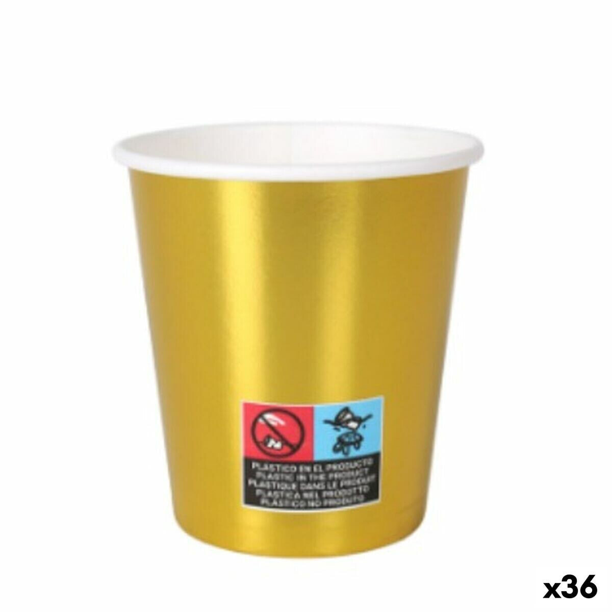 Набор стаканов Algon Картон Одноразовые Позолоченный 36 штук 200 ml (10 Предметы)