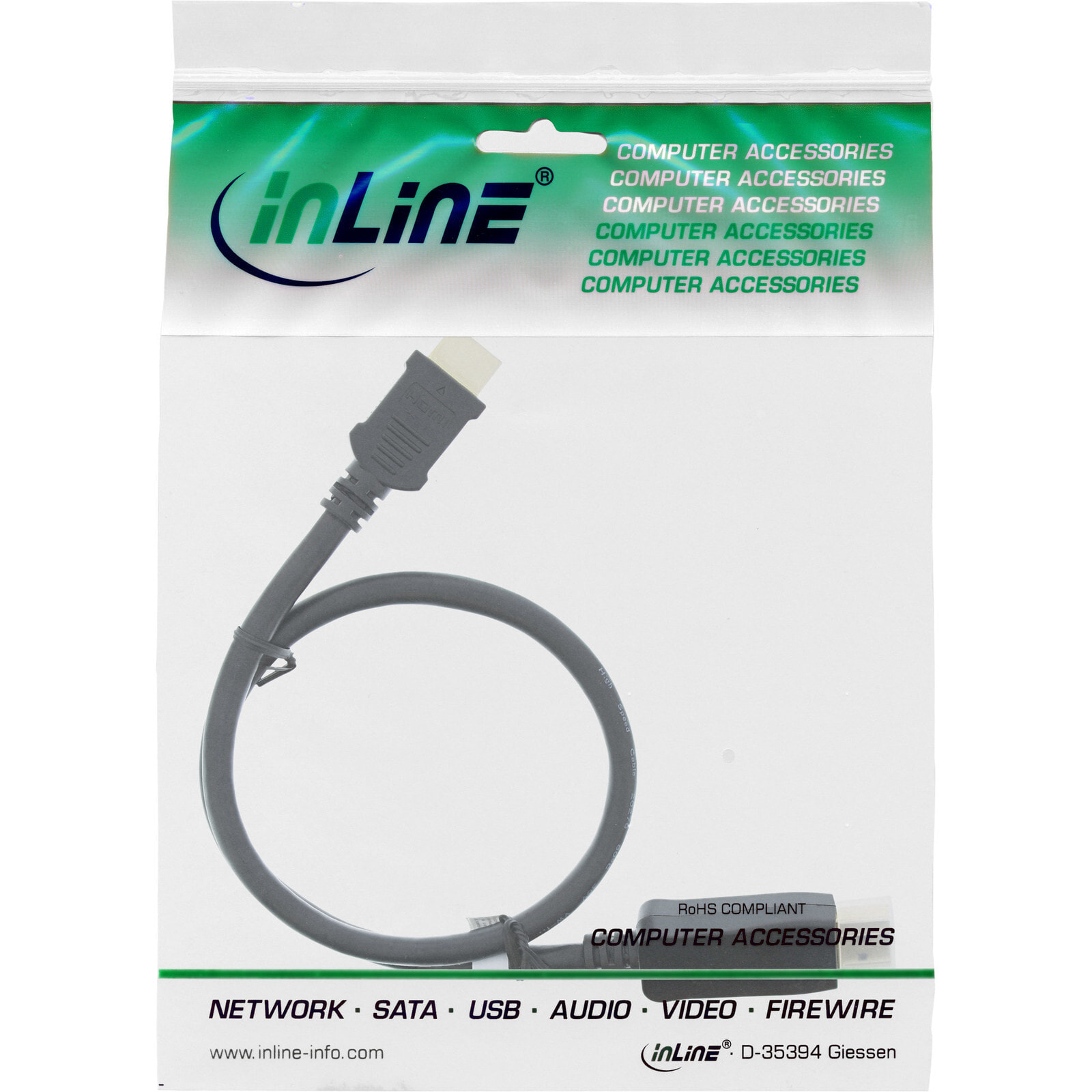 InLine 17182 видео кабель адаптер 2 m DisplayPort HDMI Черный