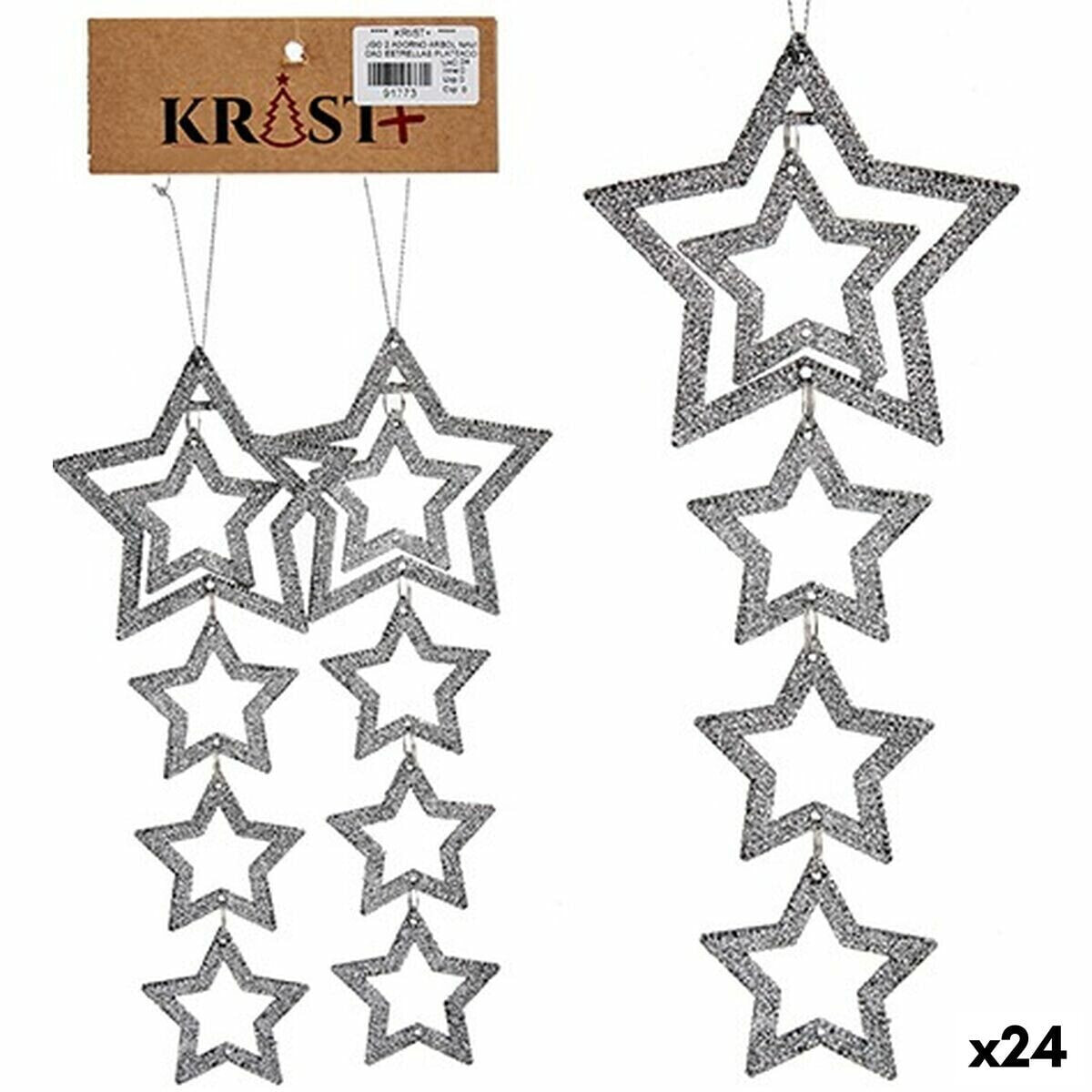 Набор новогодних елок Звезда Серебристый 19 x 0,2 x 23 cm (24 штук)