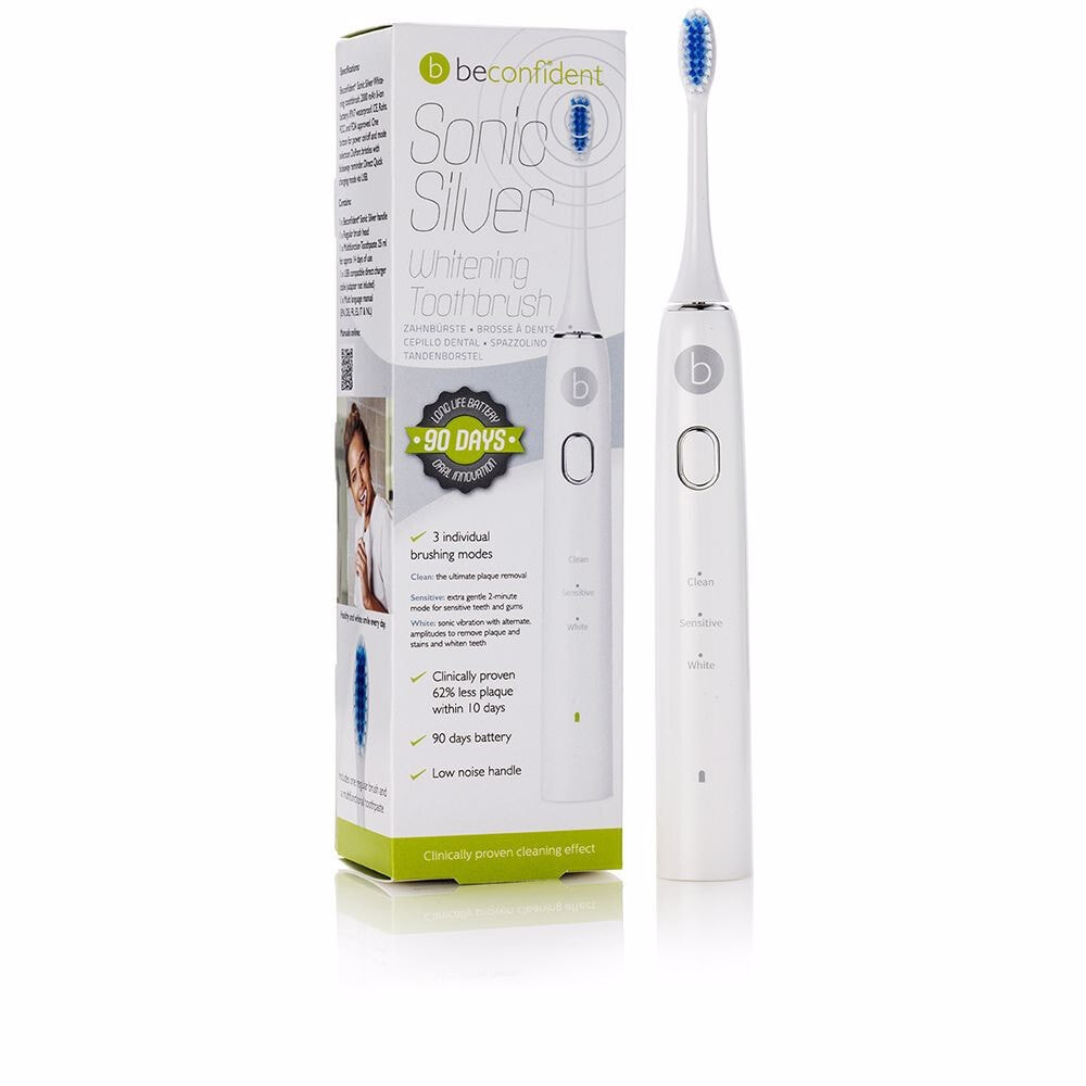 Электрическая зубная щетка BECONFIDENT SONIC SILVER electric whitening toothbrush #white/silver