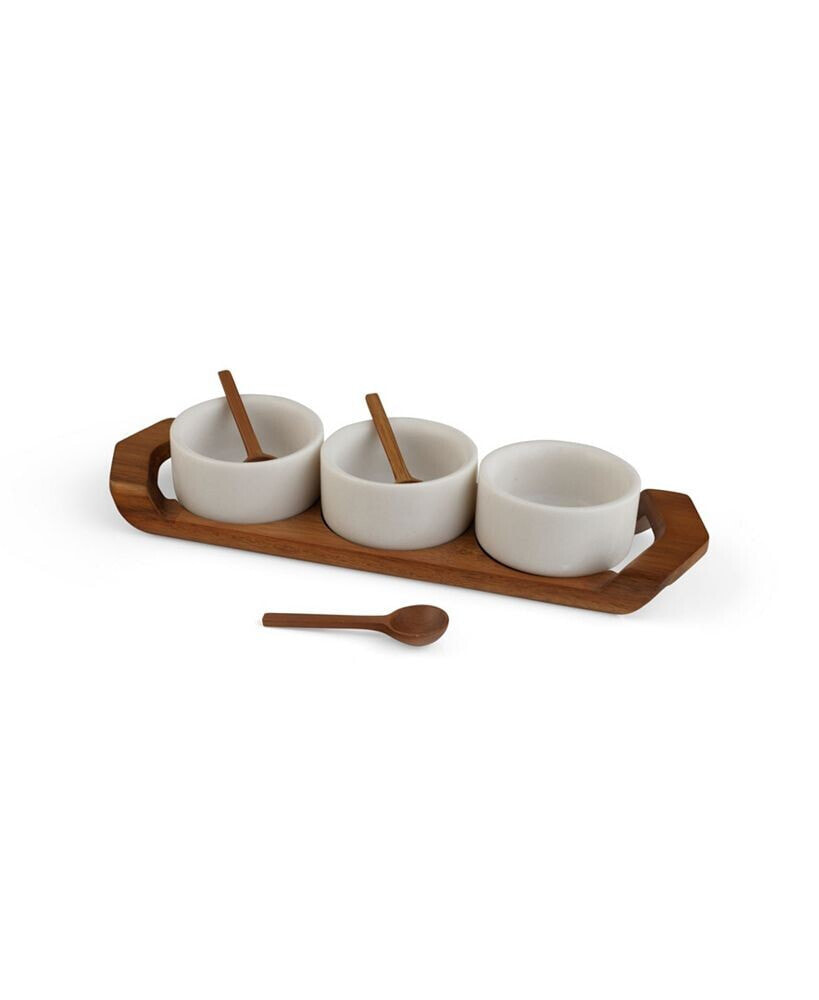 Nambé chevron Condiment Tray with Bowls