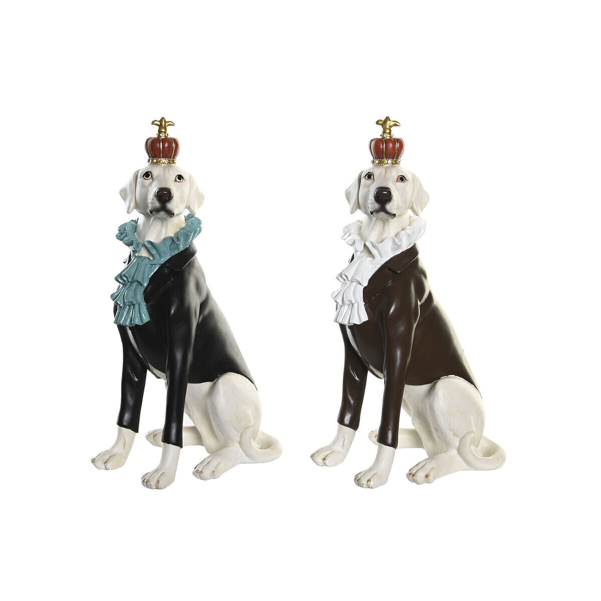 Decorative Figure DKD Home Decor 19,5 x 16 x 38,5 cm Black White Dog (2 Units)