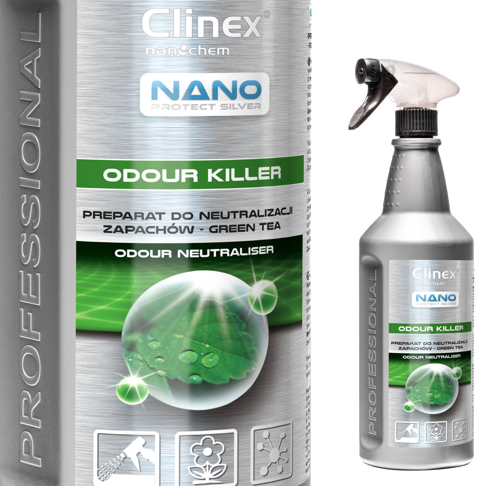 Air freshener for neutralizing odors CLINEX Nano Protect Silver Odor Killer - Green Tea 1L