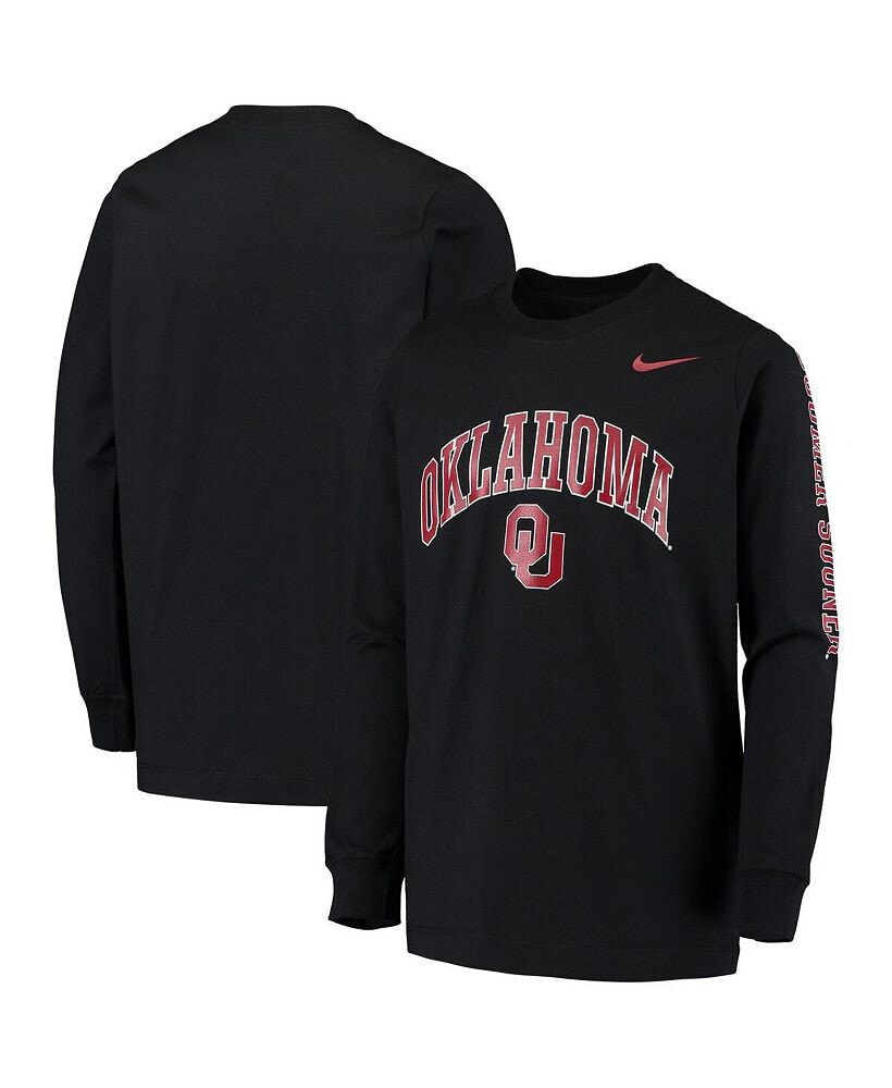 Nike big Boys Black Oklahoma Sooners Arch & Logo 2-Hit Long Sleeve T-shirt