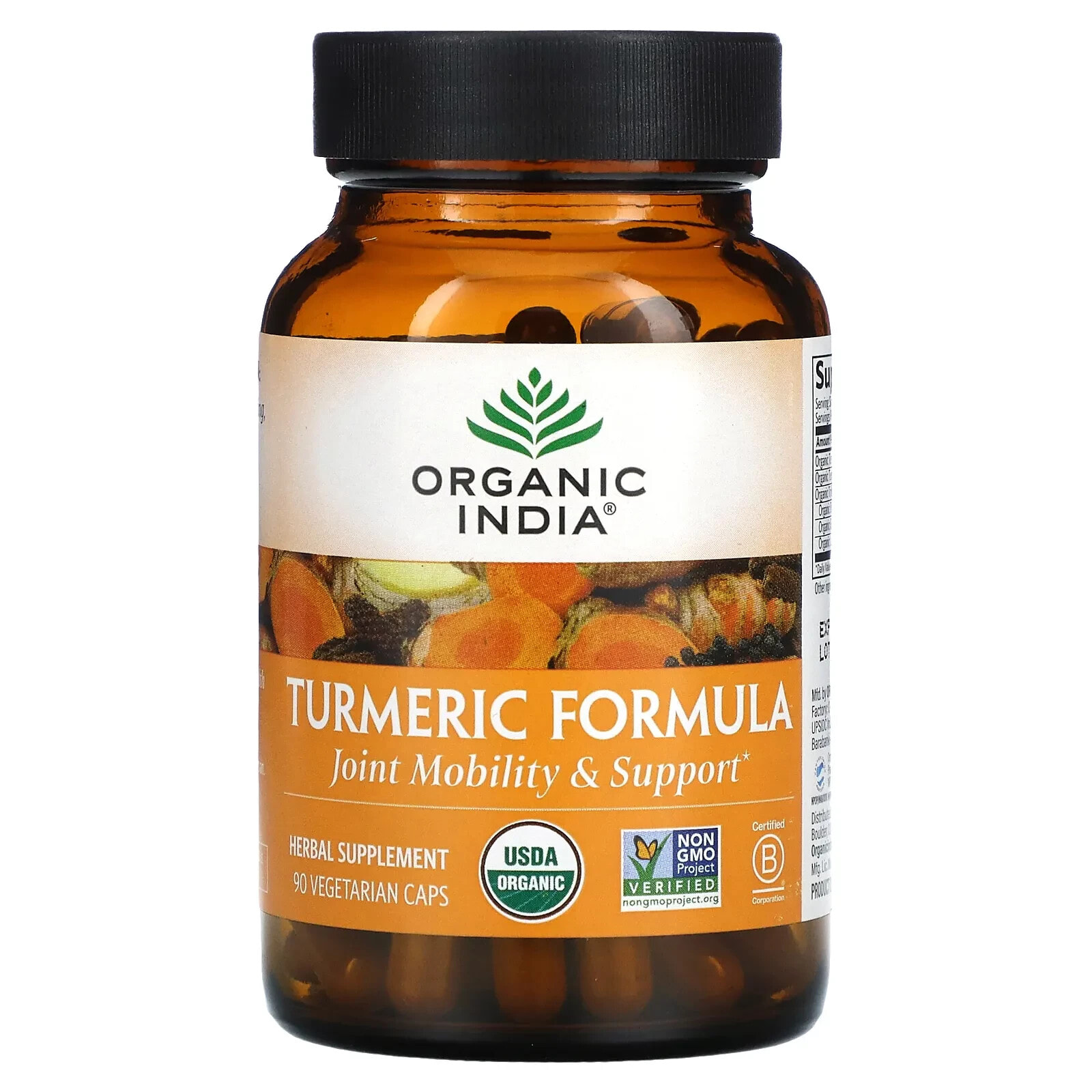 Органик Индиа, Turmeric Formula, куркума, поддержка подвижности и здоровья суставов, 90 растительных капсул