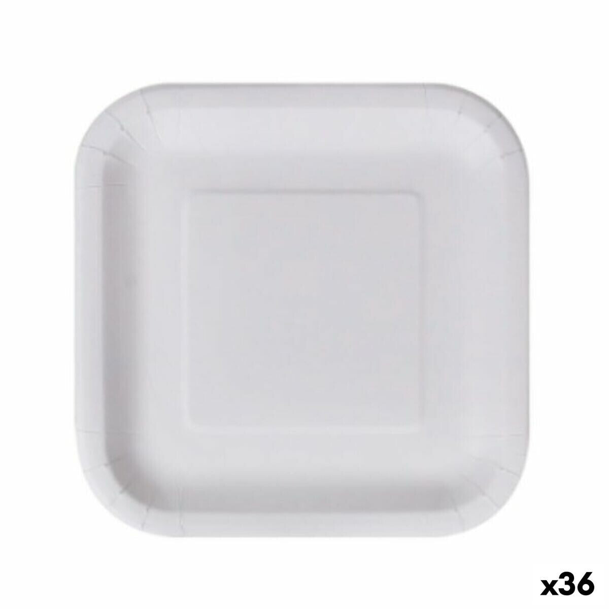 Plate set Algon Disposable White Cardboard Squared 23 cm (36 Units)