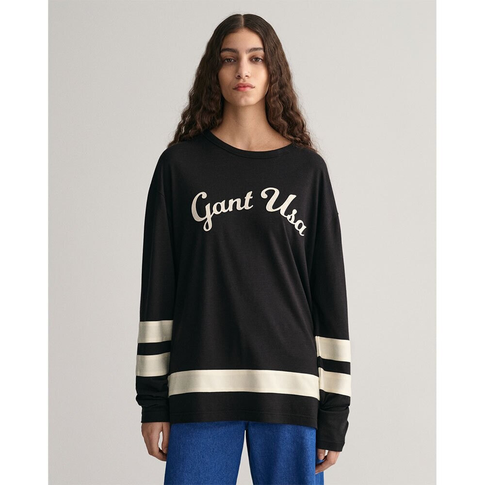 GANT Script Logo Blocked Long Sleeve T-Shirt