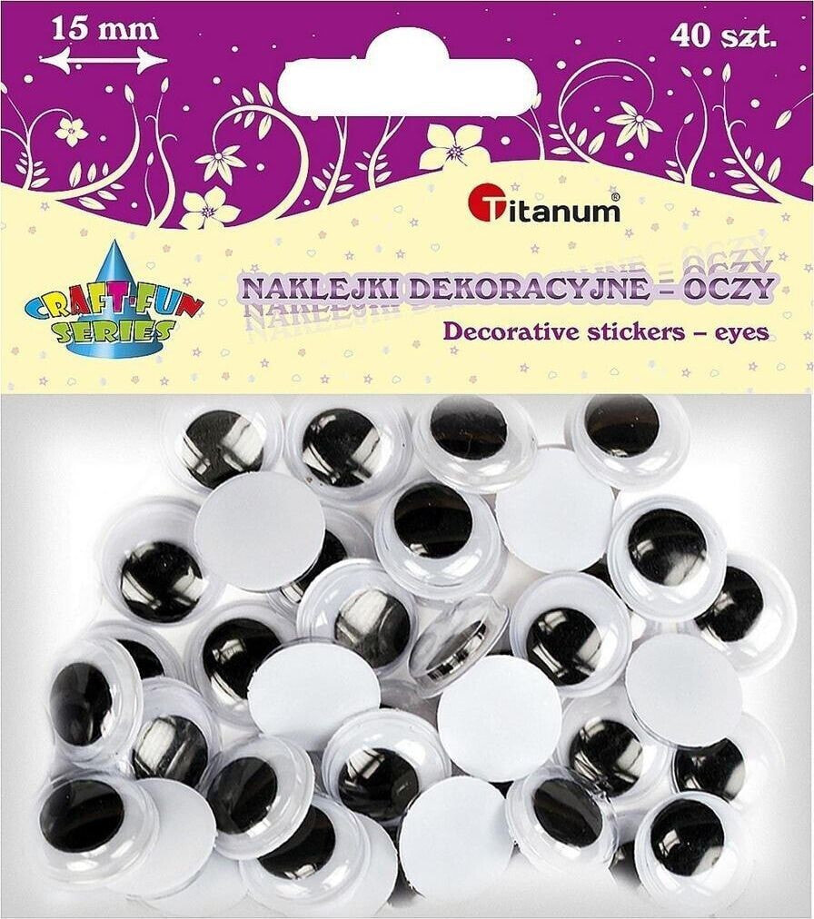 Titanum Oczy samoprzylepne bez rzęs 15mm okrągłe 40szt