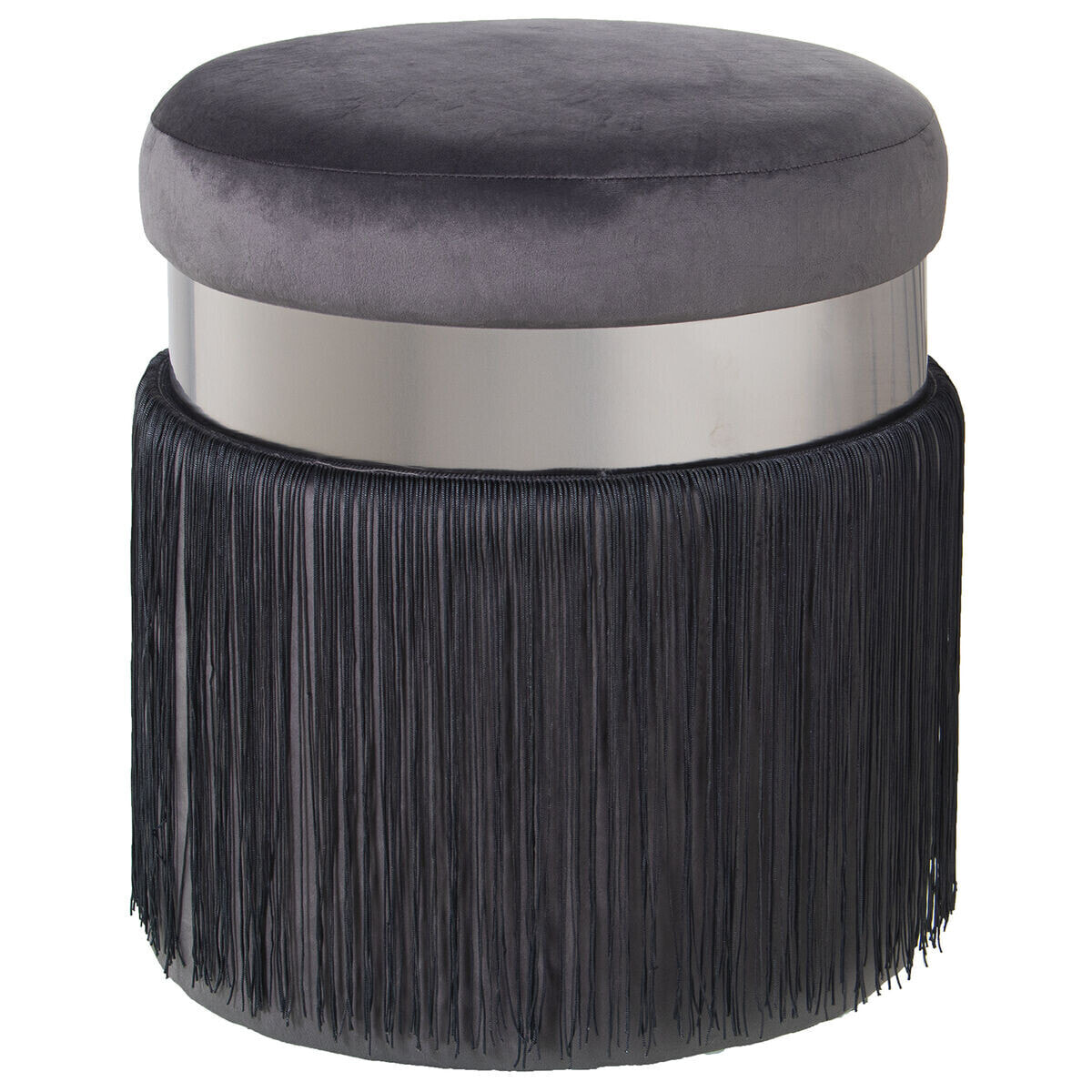 Pouffe Alexandra House Living Black Grey Velvet Wood 7 x 44 x 40 cm