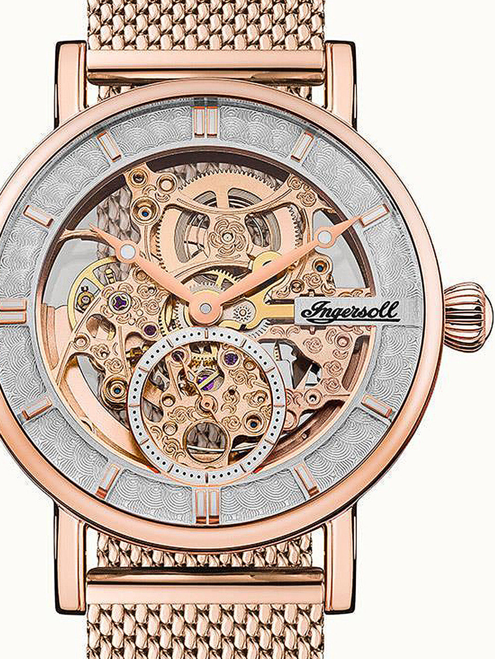 Мужские наручные часы с золотым браслетом Ingersoll I00406B The Herald automatic 40mm 5ATM