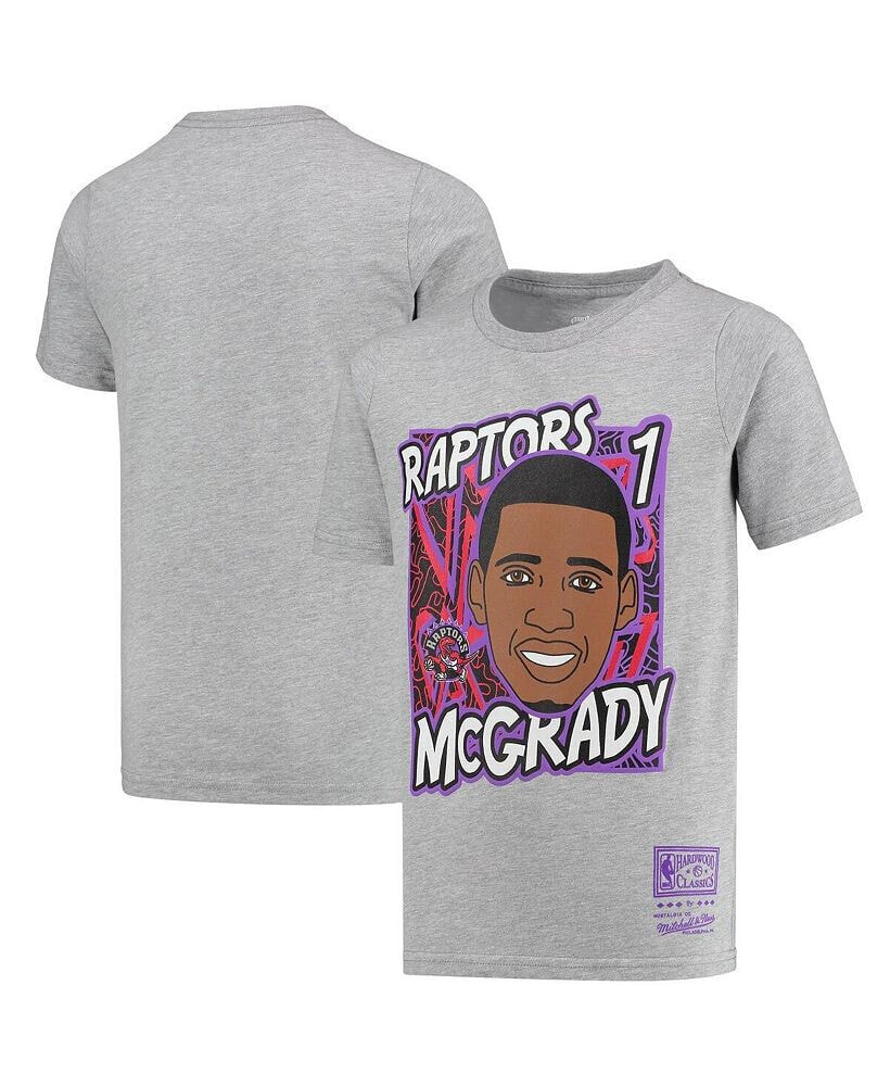 Mitchell & Ness youth Boys Tracy McGrady Gray Toronto Raptors Hardwood Classics King of the Court Player T-shirt