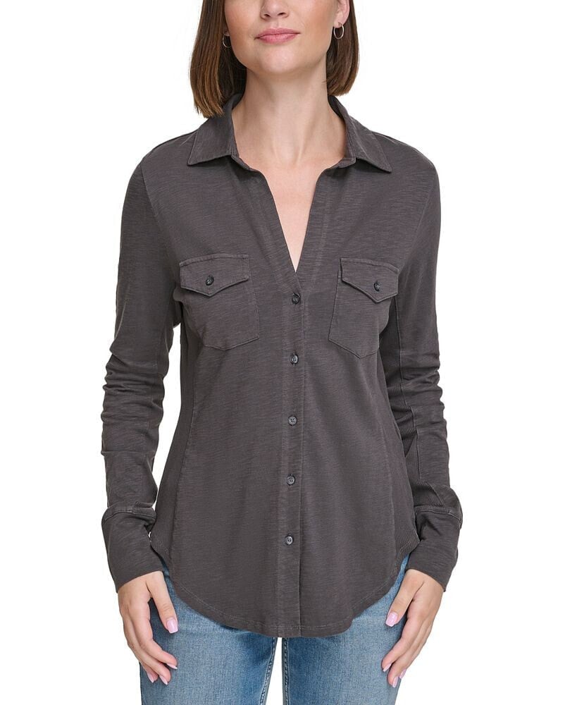 Calvin klein button up hotsell shirt womens