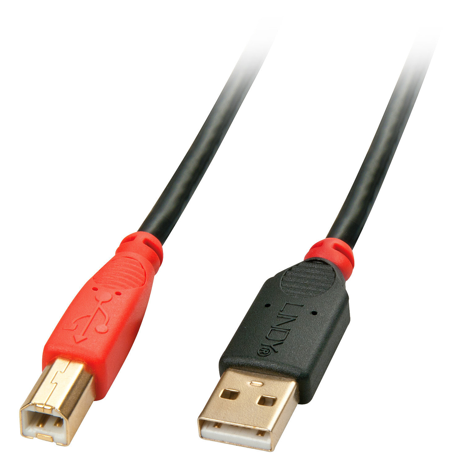 Lindy USB A/USB B 15m USB кабель 2.0 Черный, Красный 42762