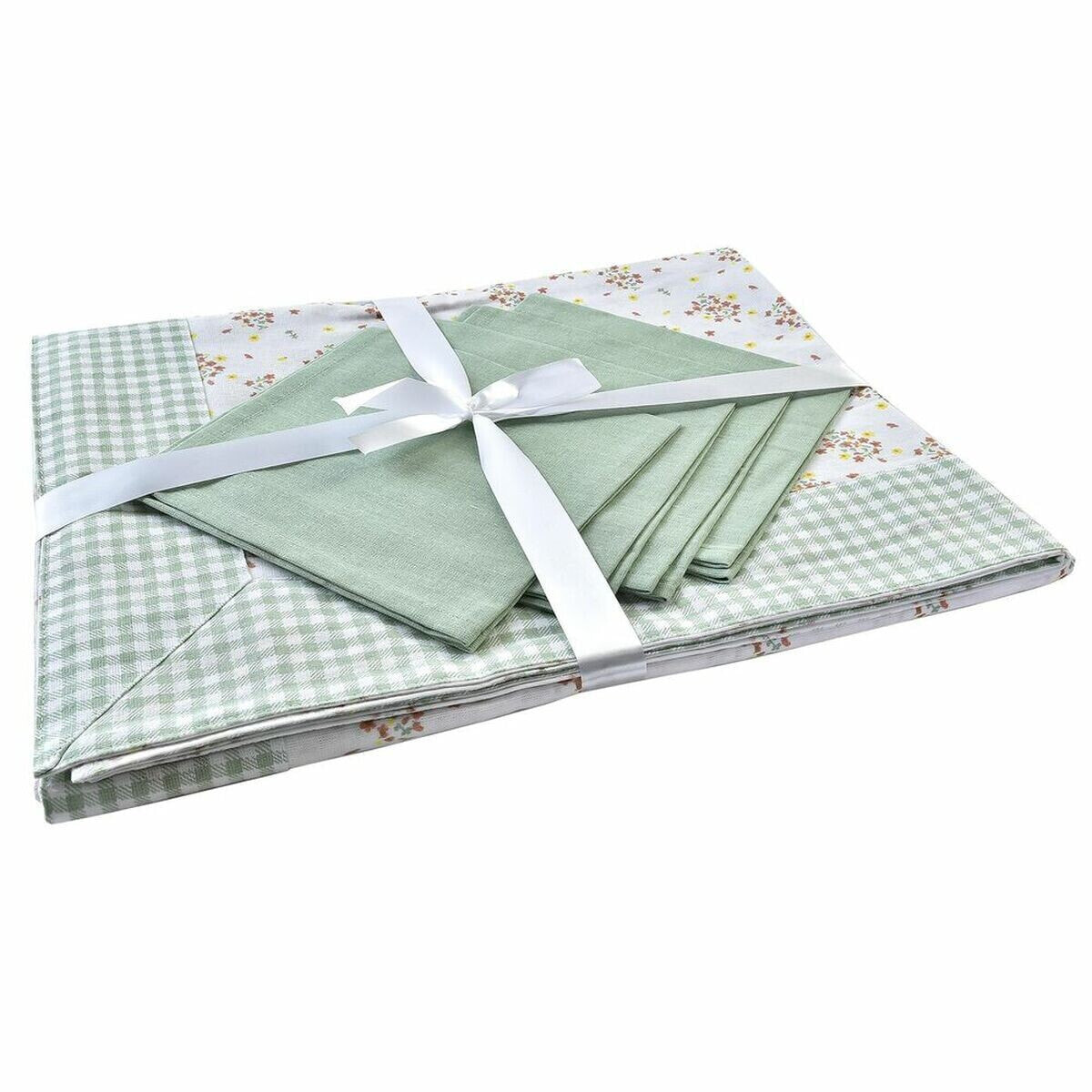 Table linen set DKD Home Decor Flowers Green 150 x 150 x 0,5 cm