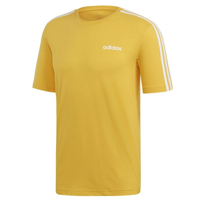 Мужская футболка спортивная желтая однотонная Adidas Essentials 3 Stripes M EI9839 Tee